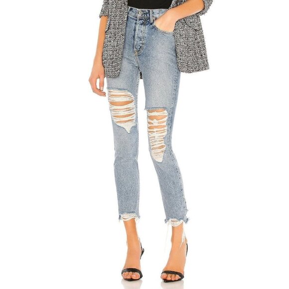 NWT Girlfriend Super High Rise Karolina GRLFRND in Keep It Movin Blue 23 - Picture 1 of 7